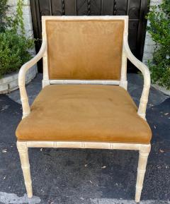 Hollywood Regency Faux Bamboo Suede Leather Arm Chair - 2621991