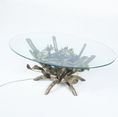 Hollywood Regency Faux Bamboo lightning Coffee Table attributed to Jacques Duval - 4384770