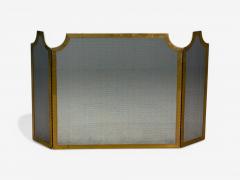 Hollywood Regency Fire Screen Solid Bronze Metal Mesh USA 1940s - 4134989