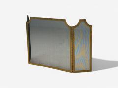 Hollywood Regency Fire Screen Solid Bronze Metal Mesh USA 1940s - 4134990