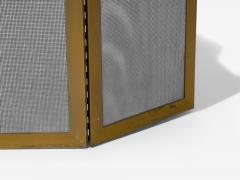Hollywood Regency Fire Screen Solid Bronze Metal Mesh USA 1940s - 4134993
