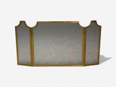 Hollywood Regency Fire Screen Solid Bronze Metal Mesh USA 1940s - 4134994