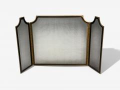 Hollywood Regency Fire Screen Solid Bronze Metal Mesh USA 1940s - 4134995