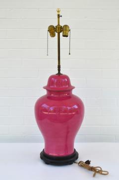 Hollywood Regency Fuchsia Glazed Ceramic Table Lamp - 3721129