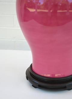 Hollywood Regency Fuchsia Glazed Ceramic Table Lamp - 3721131