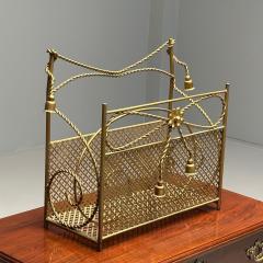 Hollywood Regency Gilt Bronze Magazine Rack Rope an Tassel Form - 3397882