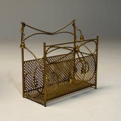 Hollywood Regency Gilt Bronze Magazine Rack Rope an Tassel Form - 3397884