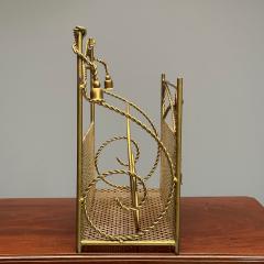 Hollywood Regency Gilt Bronze Magazine Rack Rope an Tassel Form - 3397886