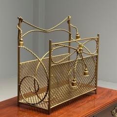 Hollywood Regency Gilt Bronze Magazine Rack Rope an Tassel Form - 3397887