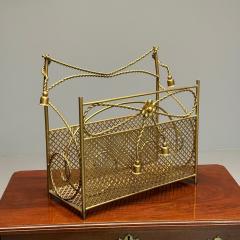 Hollywood Regency Gilt Bronze Magazine Rack Rope an Tassel Form - 3397888