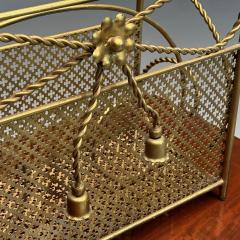 Hollywood Regency Gilt Bronze Magazine Rack Rope an Tassel Form - 3397890