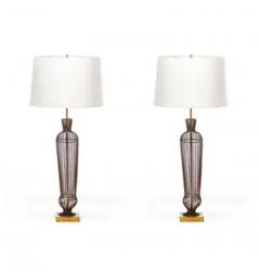 Hollywood Regency Gilt Iron Tall Lamps c 1960s - 3928472