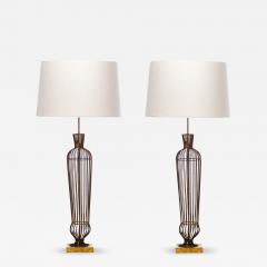 Hollywood Regency Gilt Iron Tall Lamps c 1960s - 3930906