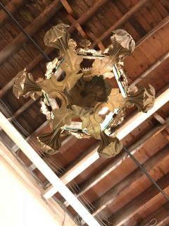 Hollywood Regency Gilt Metal Etched Glass Hanging Lantern - 3002251