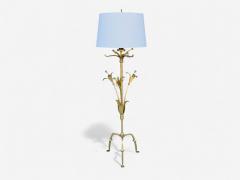 Hollywood Regency Gilt Metal Floral Floor Lamp France 1960s - 4318842