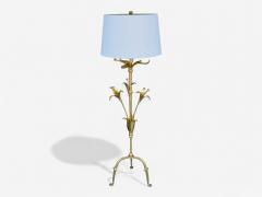 Hollywood Regency Gilt Metal Floral Floor Lamp France 1960s - 4318846