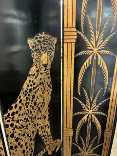 Hollywood Regency Gilt Palm and Cheetahs Folding Screen - 4132149