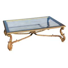 Hollywood Regency Giltwood Glass Cocktail Table - 4416211