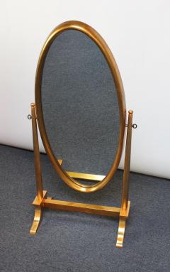Hollywood Regency Giltwood Oval Cheval Dressing Mirror Attributed to Labarge - 2311528