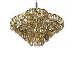 Hollywood Regency Glam Brass Gold Gilded French or Italian Crystal Chandelier - 3663058