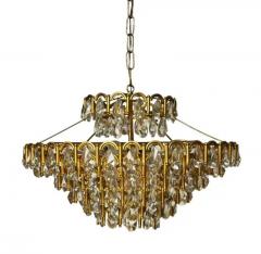 Hollywood Regency Glam Brass Gold Gilded French or Italian Crystal Chandelier - 3663060