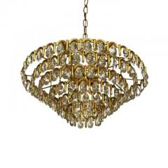 Hollywood Regency Glam Brass Gold Gilded French or Italian Crystal Chandelier - 3663080