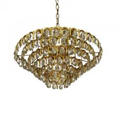 Hollywood Regency Glam Brass Gold Gilded French or Italian Crystal Chandelier - 3663081