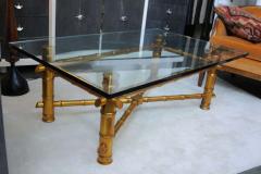 Hollywood Regency Gold Bamboo coffee Table - 1803479