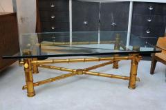 Hollywood Regency Gold Bamboo coffee Table - 1803481