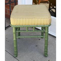 Hollywood Regency Green Painted Faux Bamboo Bench 1 of 2 Available - 4572125