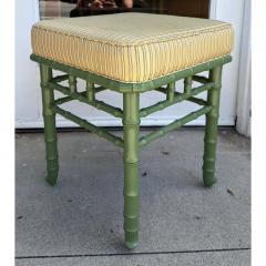 Hollywood Regency Green Painted Faux Bamboo Bench 1 of 2 Available - 4572128