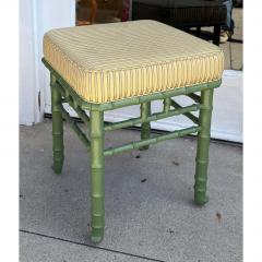 Hollywood Regency Green Painted Faux Bamboo Bench 1 of 2 Available - 4572129