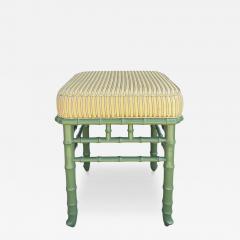 Hollywood Regency Green Painted Faux Bamboo Bench 1 of 2 Available - 4574187