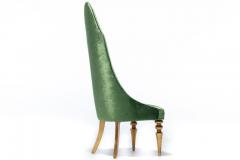Hollywood Regency High Back Lipstick Chair in Green Velvet and Gold Leaf - 2118781