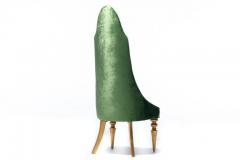 Hollywood Regency High Back Lipstick Chair in Green Velvet and Gold Leaf - 2118787