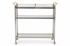 Hollywood Regency High Style Chrome and Brass Three Tier Serving Trolley - 2793318