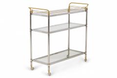 Hollywood Regency High Style Chrome and Brass Three Tier Serving Trolley - 2793321