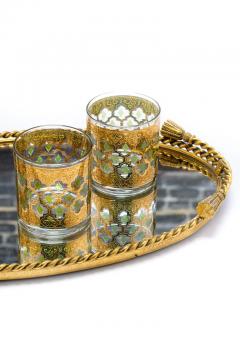 Hollywood Regency Italian Brass Rope Tassel Framed Mirrored Tray c 1965 - 2820584