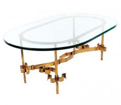 Hollywood Regency Italian Gilt Iron and Glass Coffee Table - 2498455