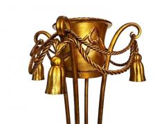 Hollywood Regency Italian Gold Gilded Rope and Tassel Tall Planter Flower Pot - 3708538