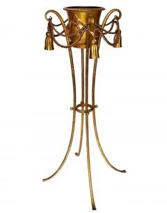 Hollywood Regency Italian Gold Gilded Rope and Tassel Tall Planter Flower Pot - 3708546