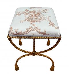 Hollywood Regency Italian Gold Gilded Twisted Rope and Tassel Bench or Ottoman - 4324683