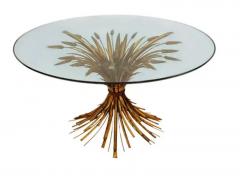 Hollywood Regency Italian Gold Gilt Glass Circular or Round Cocktail Table - 3982433