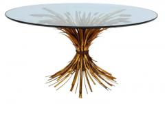 Hollywood Regency Italian Gold Gilt Glass Circular or Round Cocktail Table - 3982438