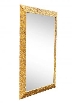 Hollywood Regency Large Italian Rectangular Mirror in Gold Gilded Carved Wood - 2984891