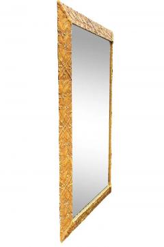Hollywood Regency Large Italian Rectangular Mirror in Gold Gilded Carved Wood - 2984947