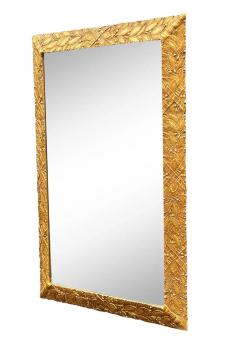 Hollywood Regency Large Italian Rectangular Mirror in Gold Gilded Carved Wood - 2984955
