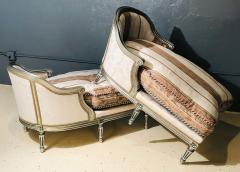 Hollywood Regency Louis XVI Chaise Lounges French Painted and Parcel Gilt Silver - 2974052