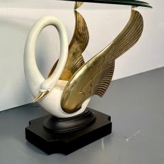 Hollywood Regency Maison Jansen Swan Dove Coffee Cocktail Table France 1970s - 3057215