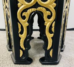 Hollywood Regency Moroccan Stye Side or End Table Black with Gold Design a Pair - 3290735